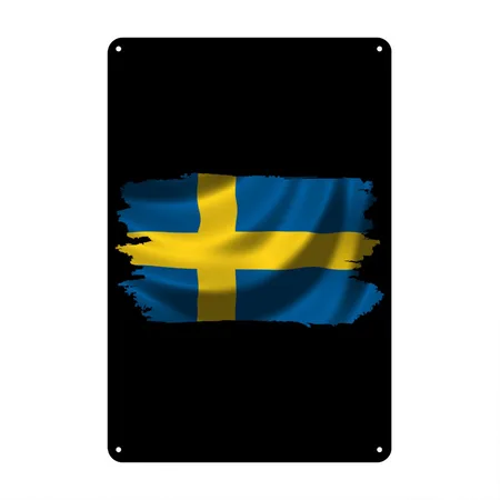 Sweden Proud Flag Black Metal Poster Wall Art Decor Sign