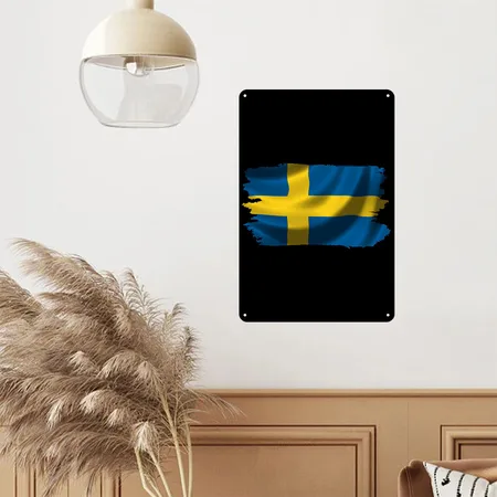 Sweden Proud Flag Black Metal Poster Wall Art Decor Sign
