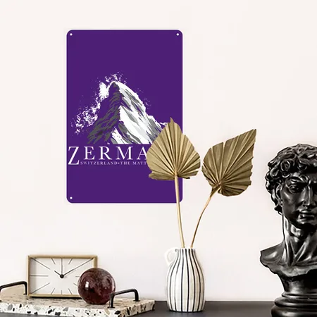 Switzerland Thes Matterhorn Zermatts Purple Metal Poster Wall Art Decor Sign