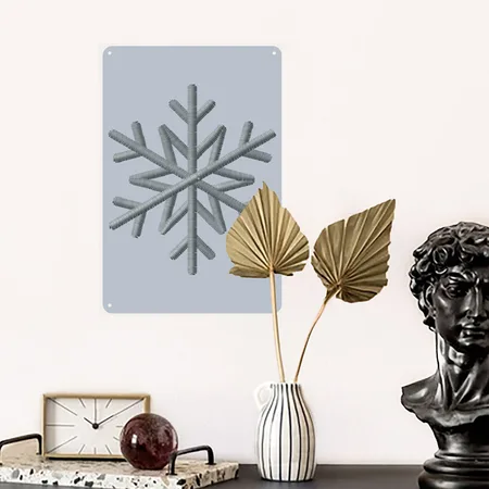 Symmetrical Snowflake Embroidered Spider Silver Metal Poster Wall Art Decor Sign