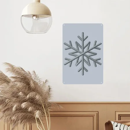 Symmetrical Snowflake Embroidered Spider Silver Metal Poster Wall Art Decor Sign