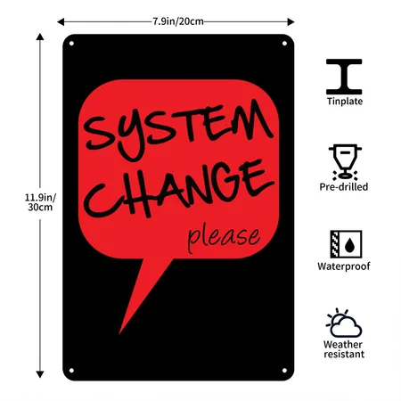 System Change Please Black Metal Poster Wall Art Decor Sign