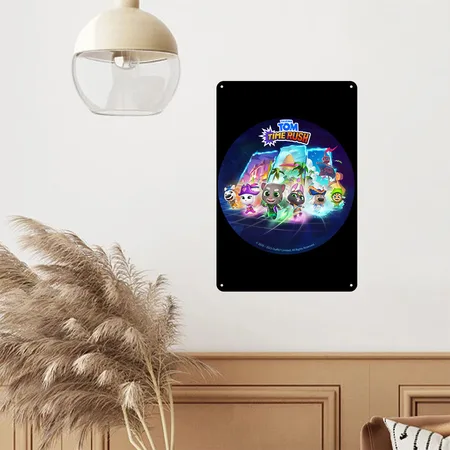 Talking Tom Time Rush Game Through The Magic Gate Black Metal Poster Wall Art Decor Sign