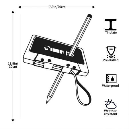 Tape With Pencil Funny White/black Metal Poster Wall Art Decor Sign