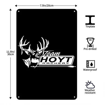 Team Hoyt Archery Hunting Compound Bow Hunting Black Metal Poster Wall Art Decor Sign