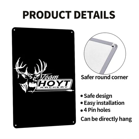 Team Hoyt Archery Hunting Compound Bow Hunting Black Metal Poster Wall Art Decor Sign