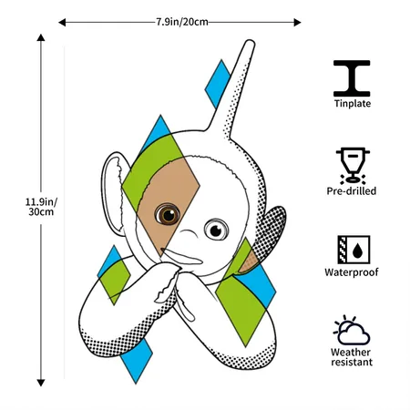 Teletubbies Dipsy In A Cool Design White Metal Poster Wall Art Decor Sign