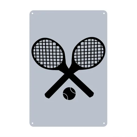 Tennis Rackets And Ball Spider Silver Metal Poster Wall Art Decor Sign