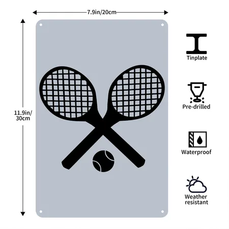 Tennis Rackets And Ball Spider Silver Metal Poster Wall Art Decor Sign