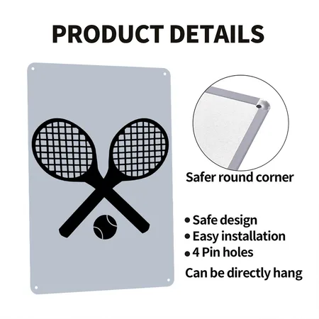 Tennis Rackets And Ball Spider Silver Metal Poster Wall Art Decor Sign