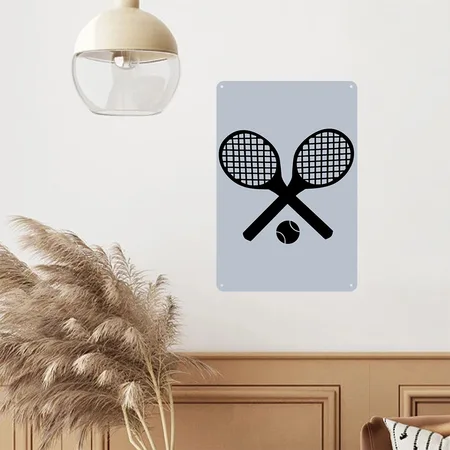 Tennis Rackets And Ball Spider Silver Metal Poster Wall Art Decor Sign