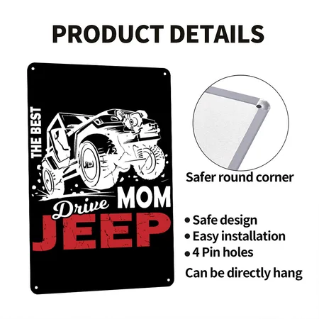 The Best Mom Drive Jeep Black Metal Poster Wall Art Decor Sign