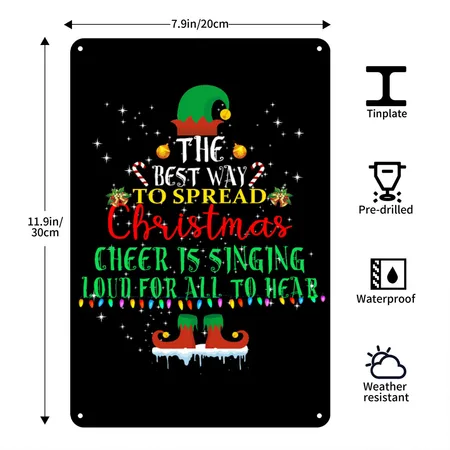 The Best Way To Spread Christmas Cheer Is Singing Black Metal Poster Wall Art Decor Sign