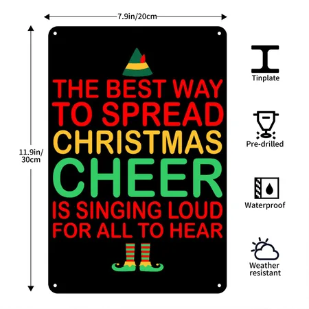 The Best Way To Spread Christmas Cheer Sing Loud Black Metal Poster Wall Art Decor Sign