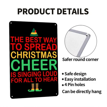The Best Way To Spread Christmas Cheer Sing Loud Black Metal Poster Wall Art Decor Sign