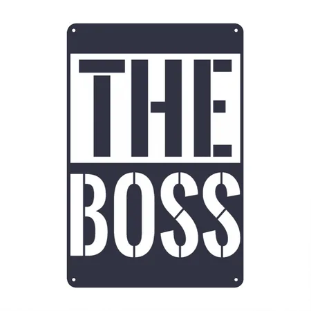 The Boss- Funny Gift Navy/heather Gray Metal Poster Wall Art Decor Sign