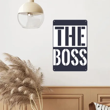 The Boss- Funny Gift Navy/heather Gray Metal Poster Wall Art Decor Sign