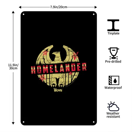 The Boys Homelander Symbol Black Metal Poster Wall Art Decor Sign