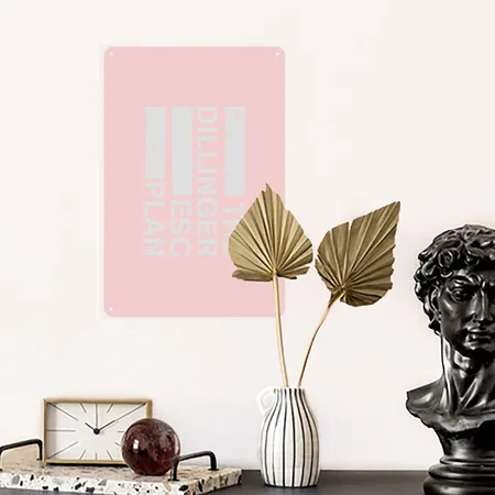 The Dillinger Escape Plan Logo Cream Heather Pink Metal Poster Wall Art Decor Sign