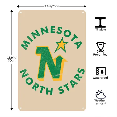 The Minnesota North Stars Ice Hockey Team Rainbow Metal Poster Wall Art Decor Sign
