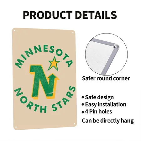The Minnesota North Stars Ice Hockey Team Rainbow Metal Poster Wall Art Decor Sign