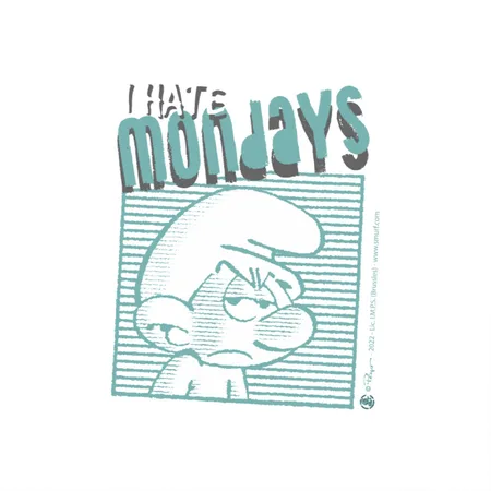 The Smurfs Gift Grouchy Smurf I Hate Mondays Mug White/cobalt Blue Metal Poster Wall Art Decor Sign