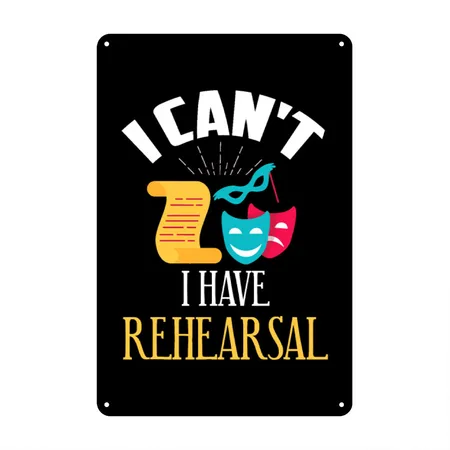 Theatre Rehearsal, Funny Acting Rehearsal Actor Gi Black Metal Poster Wall Art Decor Sign