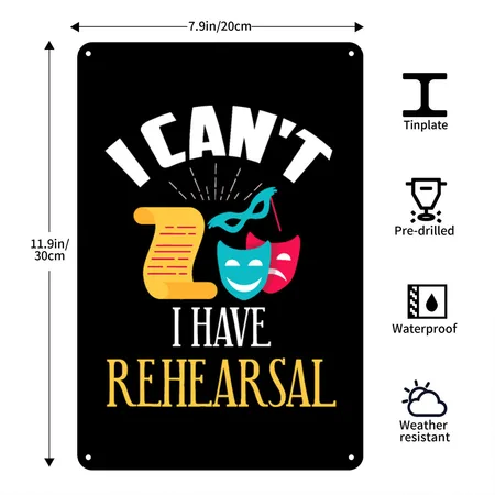 Theatre Rehearsal, Funny Acting Rehearsal Actor Gi Black Metal Poster Wall Art Decor Sign