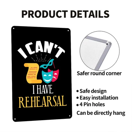 Theatre Rehearsal, Funny Acting Rehearsal Actor Gi Black Metal Poster Wall Art Decor Sign