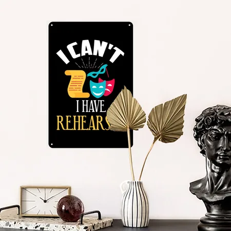 Theatre Rehearsal, Funny Acting Rehearsal Actor Gi Black Metal Poster Wall Art Decor Sign