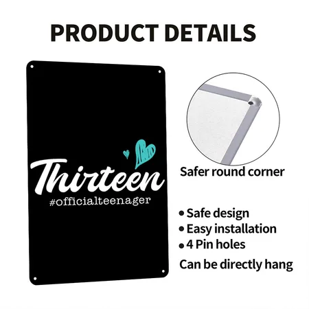 THIRTEEN OFFICIAL TEENAGER Black Metal Poster Wall Art Decor Sign