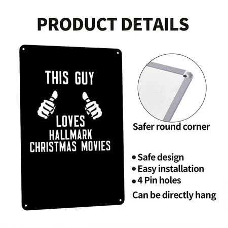 This Guy Loves Hallmark Christmas Movies Black Metal Poster Wall Art Decor Sign