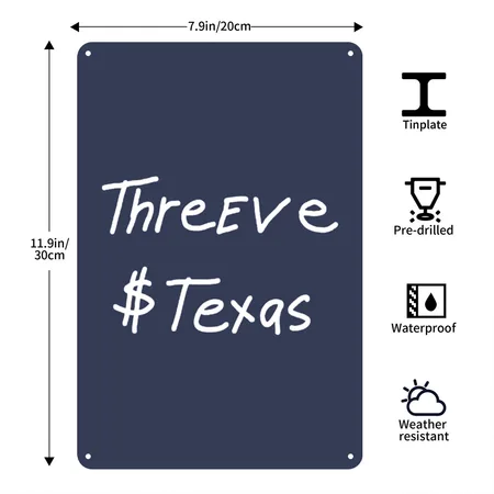 Threeve Navy Metal Poster Wall Art Decor Sign