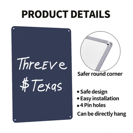 Threeve Navy Metal Poster Wall Art Decor Sign