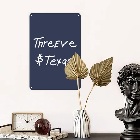 Threeve Navy Metal Poster Wall Art Decor Sign