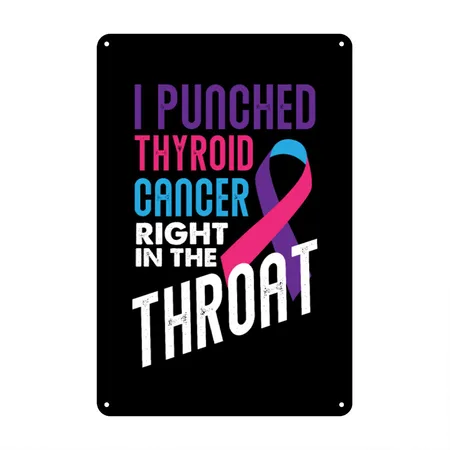 Thyroid Fighter Survivor Thyroid Cancer Awareness Black Metal Poster Wall Art Decor Sign