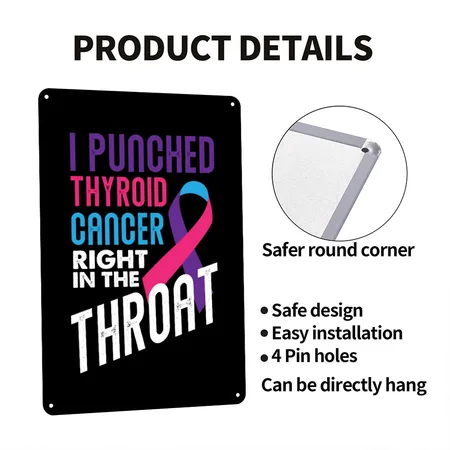 Thyroid Fighter Survivor Thyroid Cancer Awareness Black Metal Poster Wall Art Decor Sign