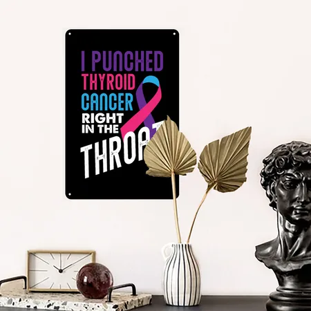 Thyroid Fighter Survivor Thyroid Cancer Awareness Black Metal Poster Wall Art Decor Sign