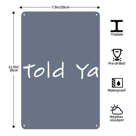 Told Ya I Told You So Quote I'M Always Right Denim Metal Poster Wall Art Decor Sign