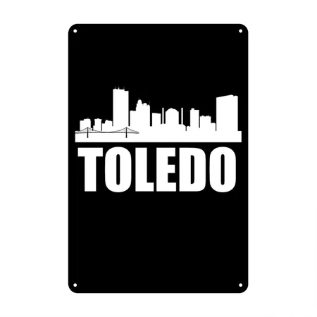 Toledo OH Skyline Black Metal Poster Wall Art Decor Sign