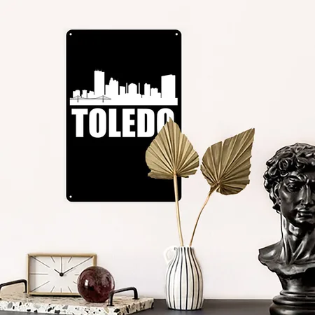 Toledo OH Skyline Black Metal Poster Wall Art Decor Sign
