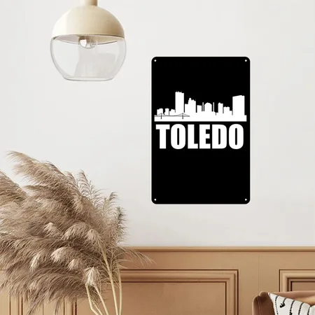 Toledo OH Skyline Black Metal Poster Wall Art Decor Sign