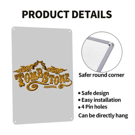 Tombstone Saloon Heather Gray Metal Poster Wall Art Decor Sign