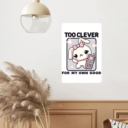 Too Clever White Metal Poster Wall Art Decor Sign