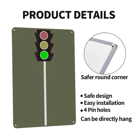 Traffic Signal Green Green Camo Metal Poster Wall Art Decor Sign