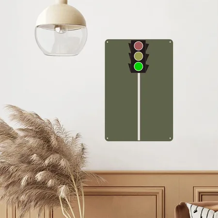 Traffic Signal Green Green Camo Metal Poster Wall Art Decor Sign