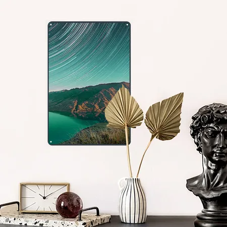 Trails Night Mineral Navy Metal Poster Wall Art Decor Sign