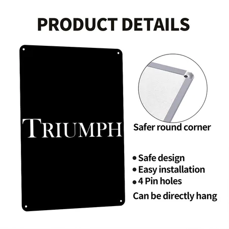 Triumph Motorbikes Black/black Metal Poster Wall Art Decor Sign