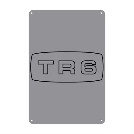 Triumph TR6 Emblem Script - Autonaut.com Gray Metal Poster Wall Art Decor Sign