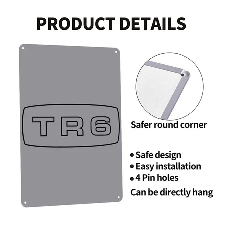 Triumph TR6 Emblem Script - Autonaut.com Gray Metal Poster Wall Art Decor Sign